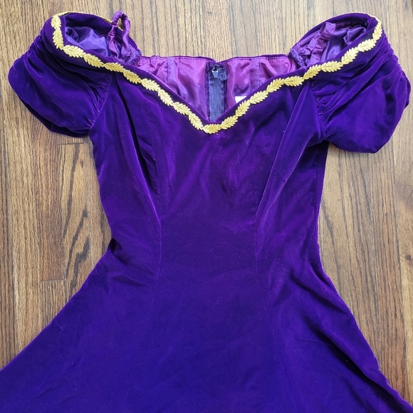 Vintage Noir Karen Lucas for Niki gown purple velvet with gold trim - Picture 3 of 10